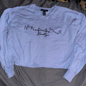 Forever 21 Blue Graphic Longsleeve Crop Top Sz. XS